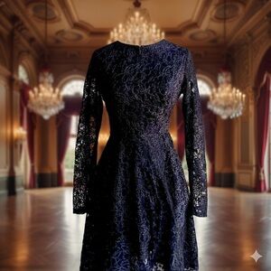 BRAND NEW Black Lace Fit & Flare Dress